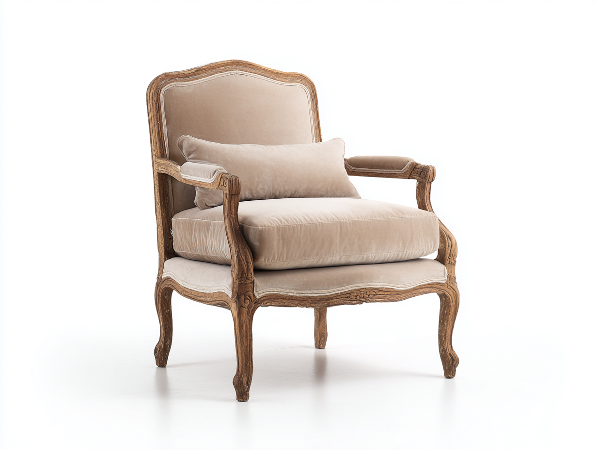 French style armchair upholstered 84x80x90 cm - beige - compact indoor lounge chair