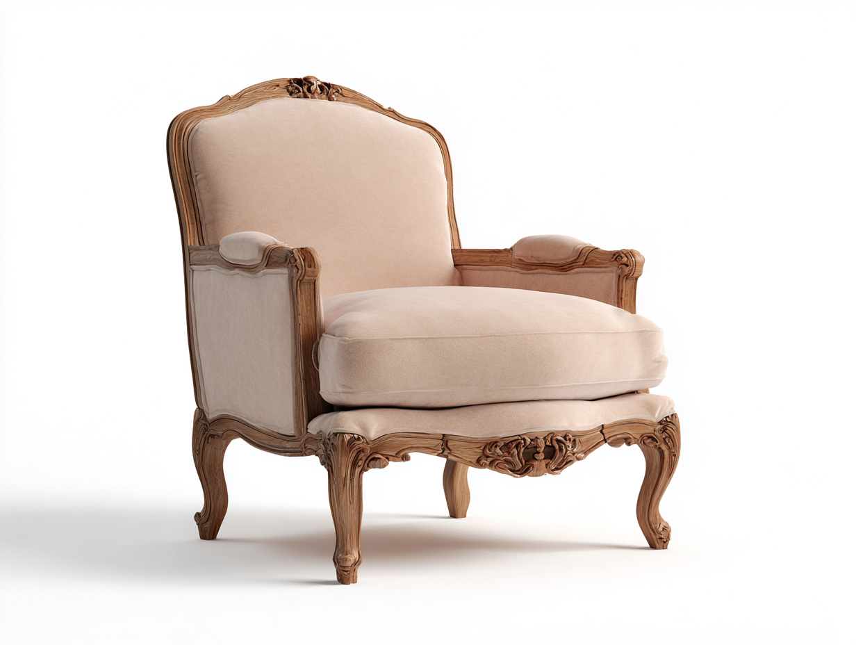 French vintage armchair wood frame 90x86x92 cm - beige - classic accent chair
