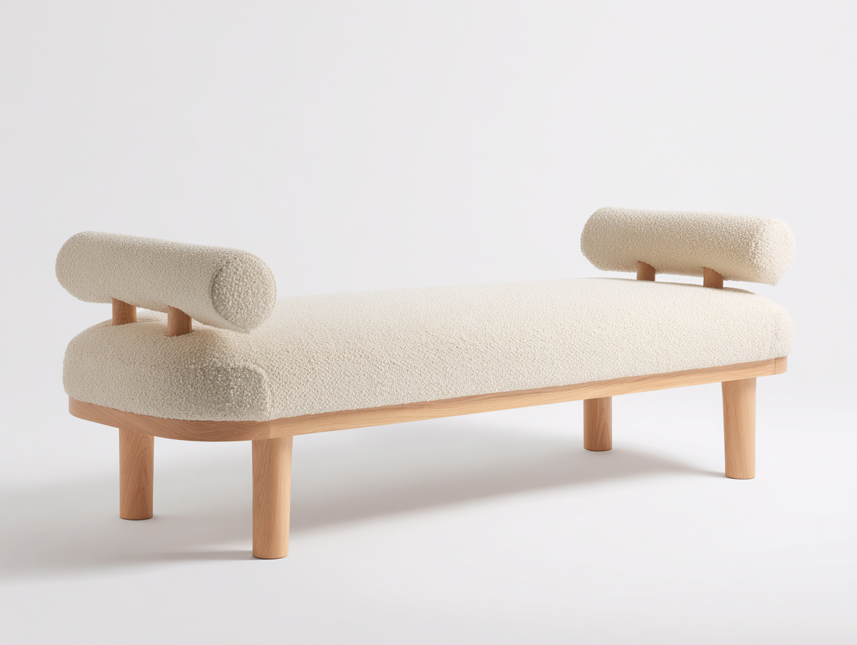 Bench Daybed upholstered bench 160x48x57 cm - beige - minimalist indoor seating