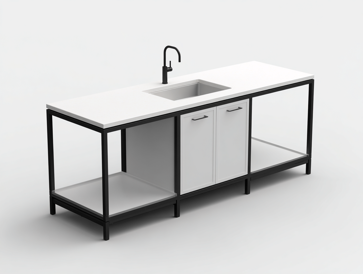 Outdoor Kitchen Island Stainless Steel 72x30x36 inches - Black White - Modern Utility Design-Nicheano