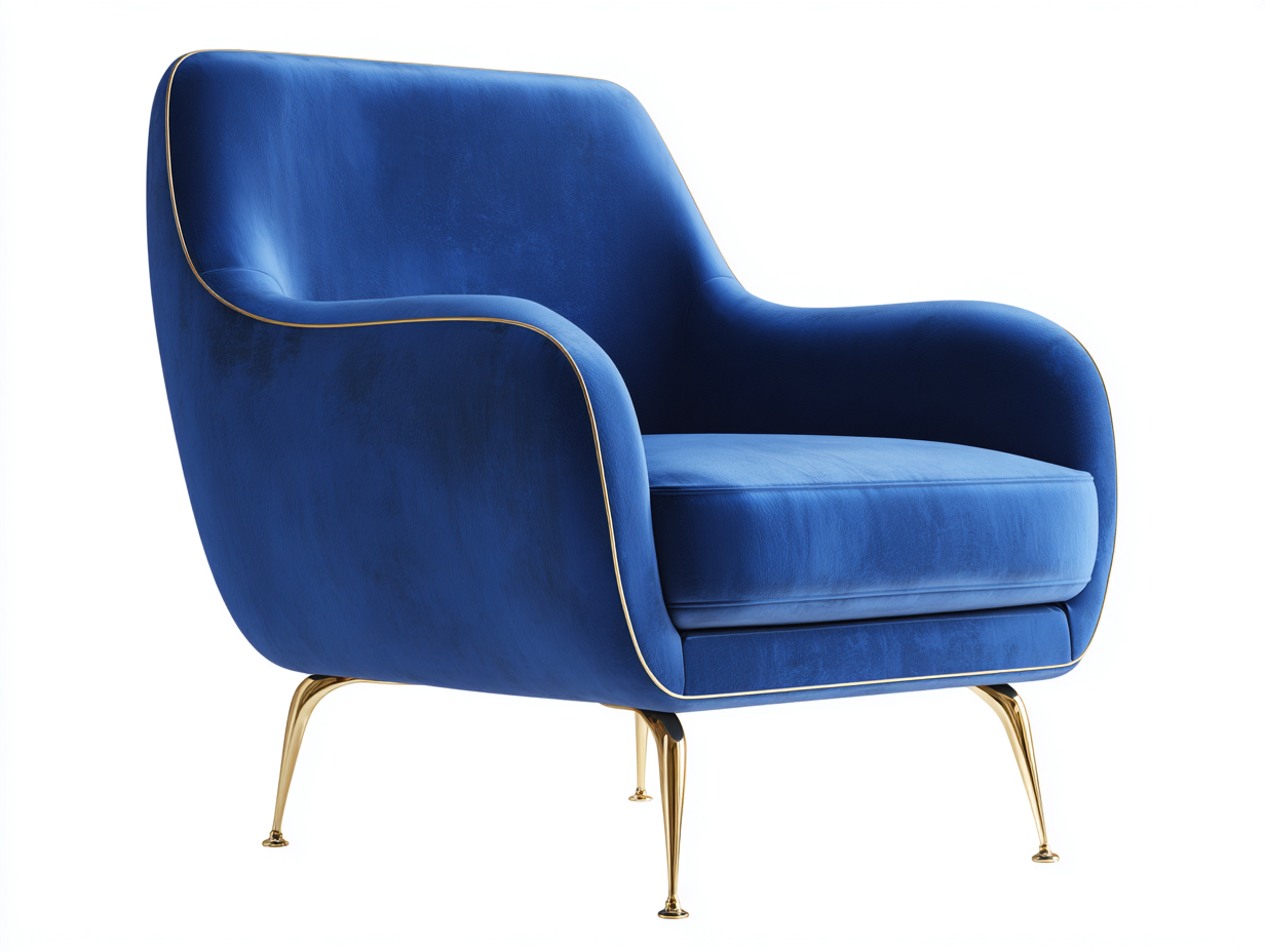 Armchair velvet upholstery 34x33x31 inches - blue - modern accent design