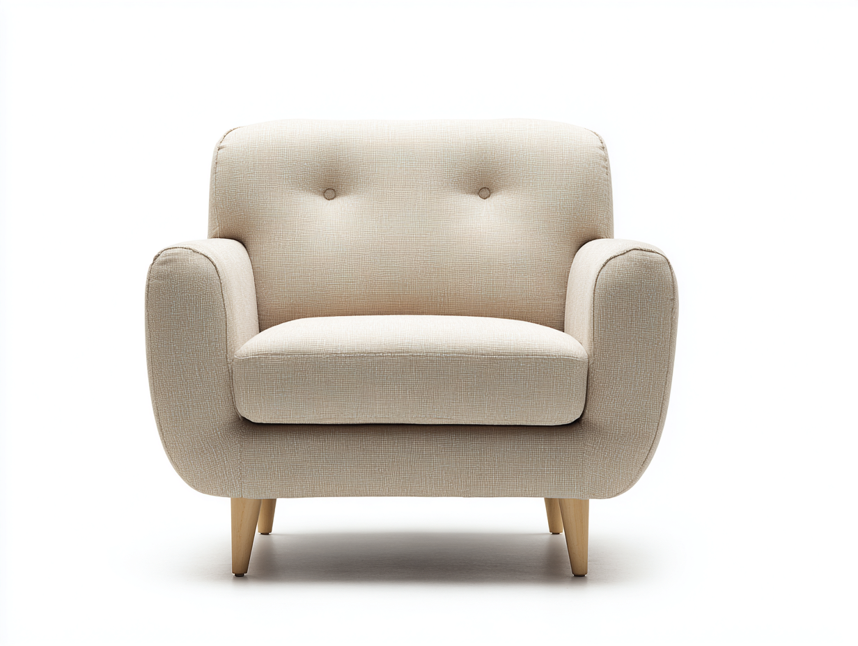 Armchair upholstered fabric 32x30x34 inches - beige - modern minimalist design