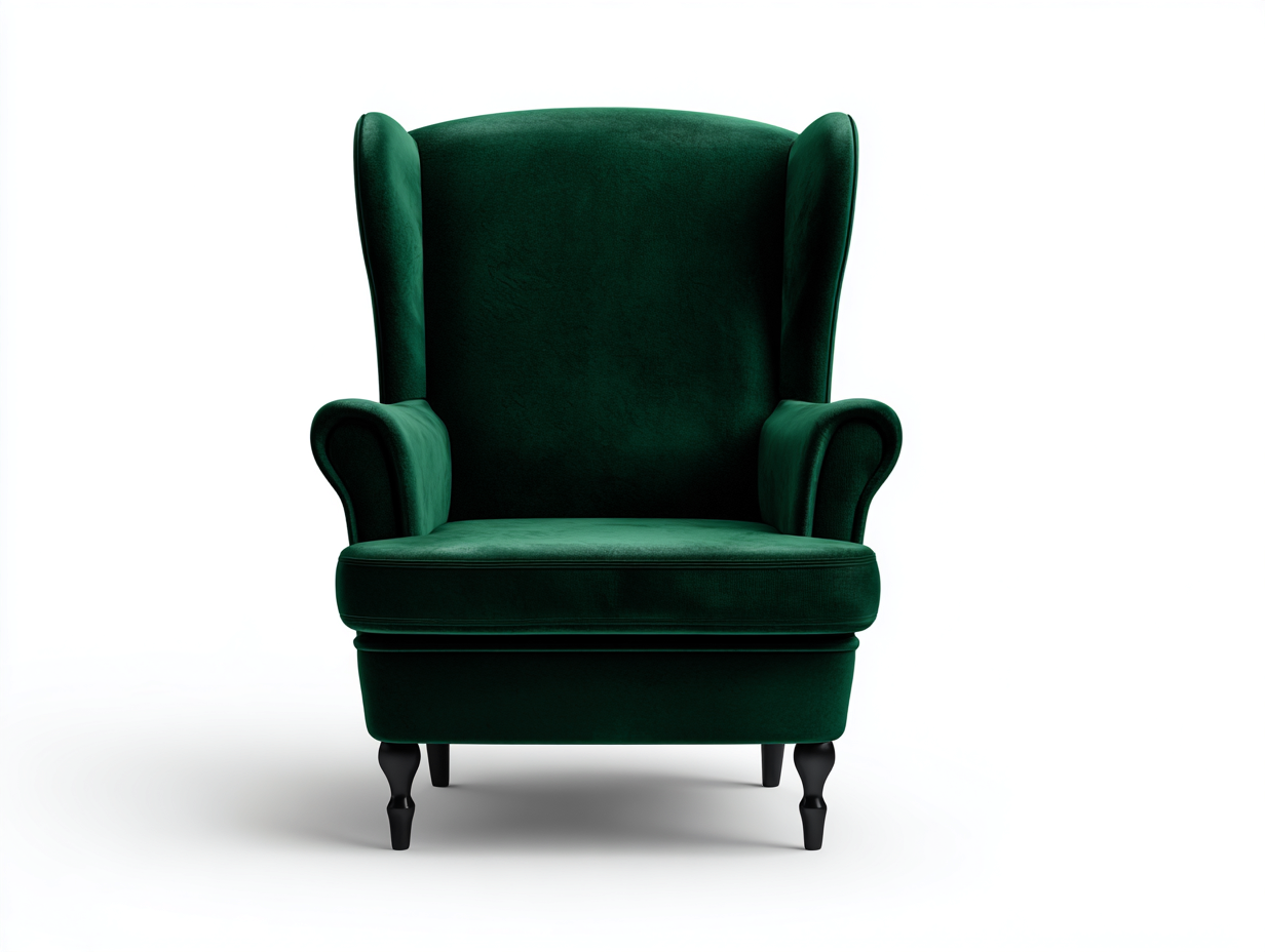 Armchair velvet upholstery 35x33x41 inches - dark green - classic wingback design