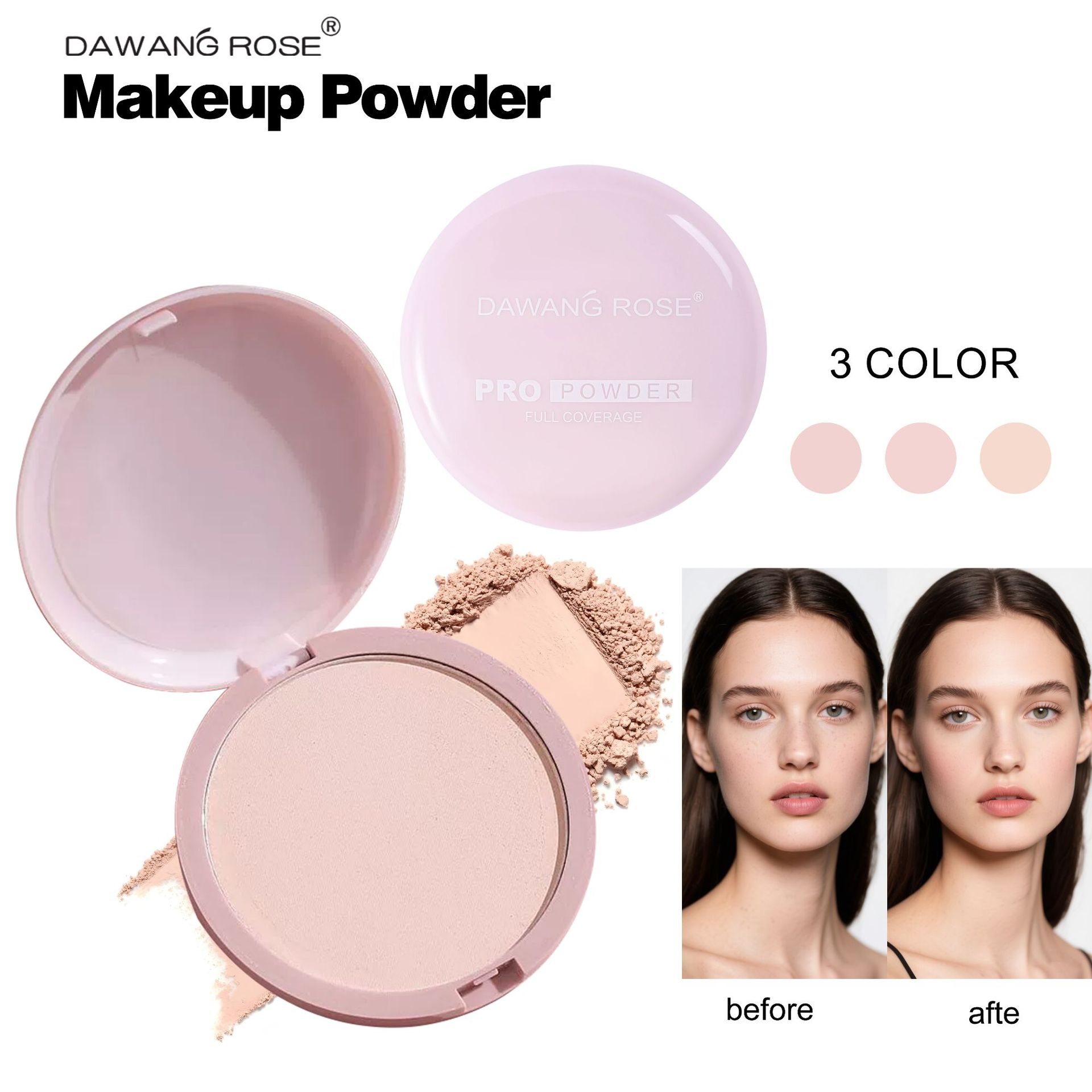 Setting Powder Compact Touch-up & Conceal Oil Control & Long-Lasting Dual-Use for Dry & Damp No Caking & No Fading Cosmetics