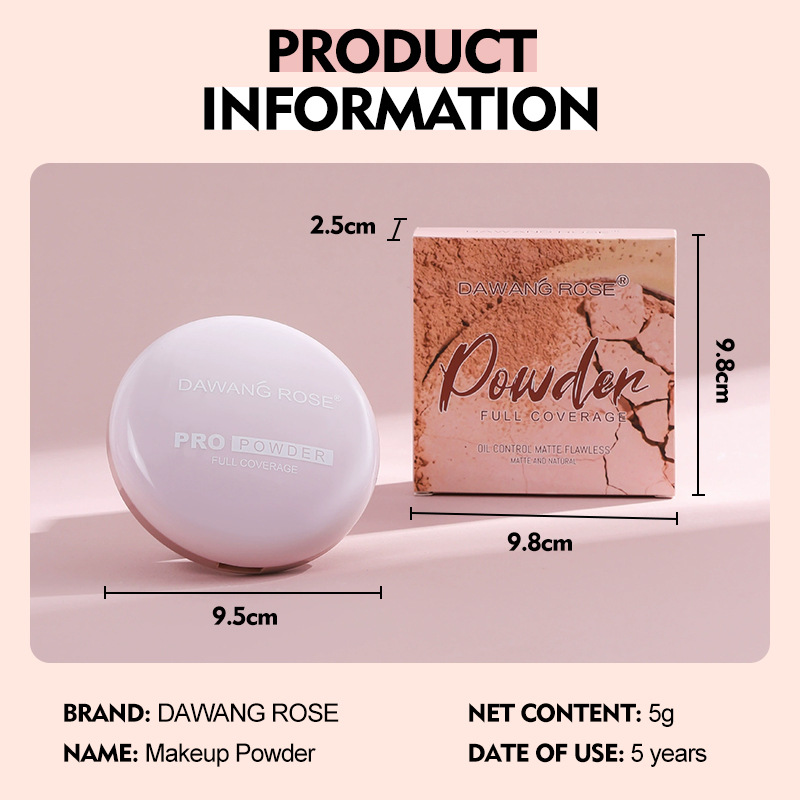 Setting Powder Compact Touch-up & Conceal Oil Control & Long-Lasting Dual-Use for Dry & Damp No Caking & No Fading Cosmetics