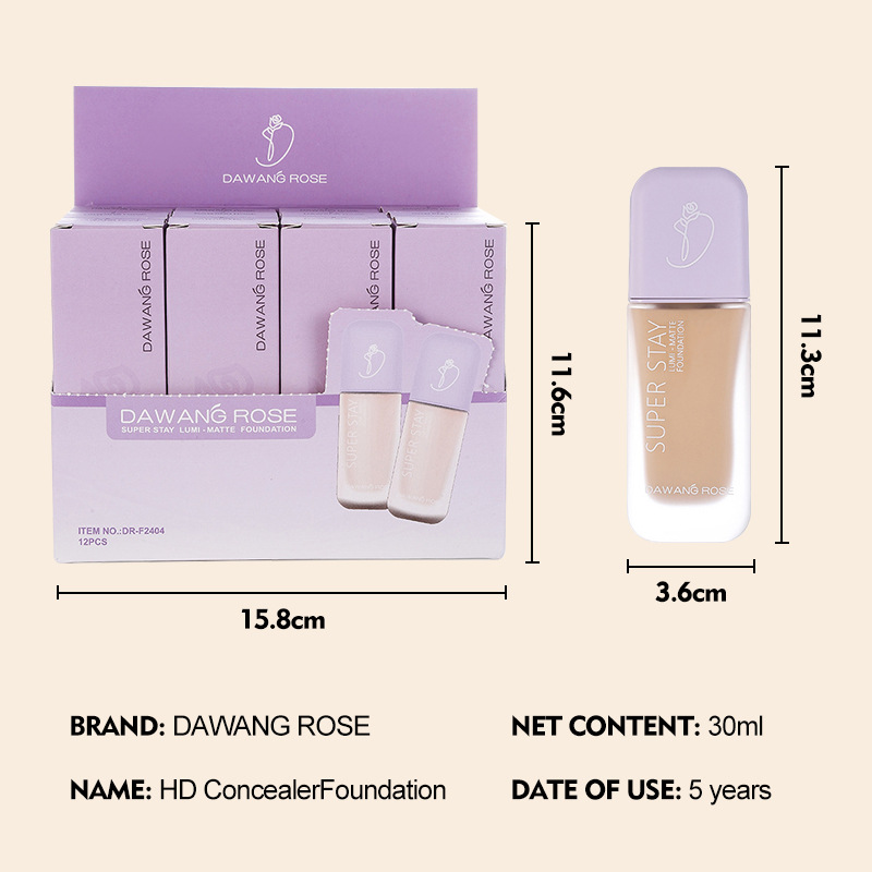 Compact bottle foundation liquid conceals imperfections, moisturizes, and stays put without fading