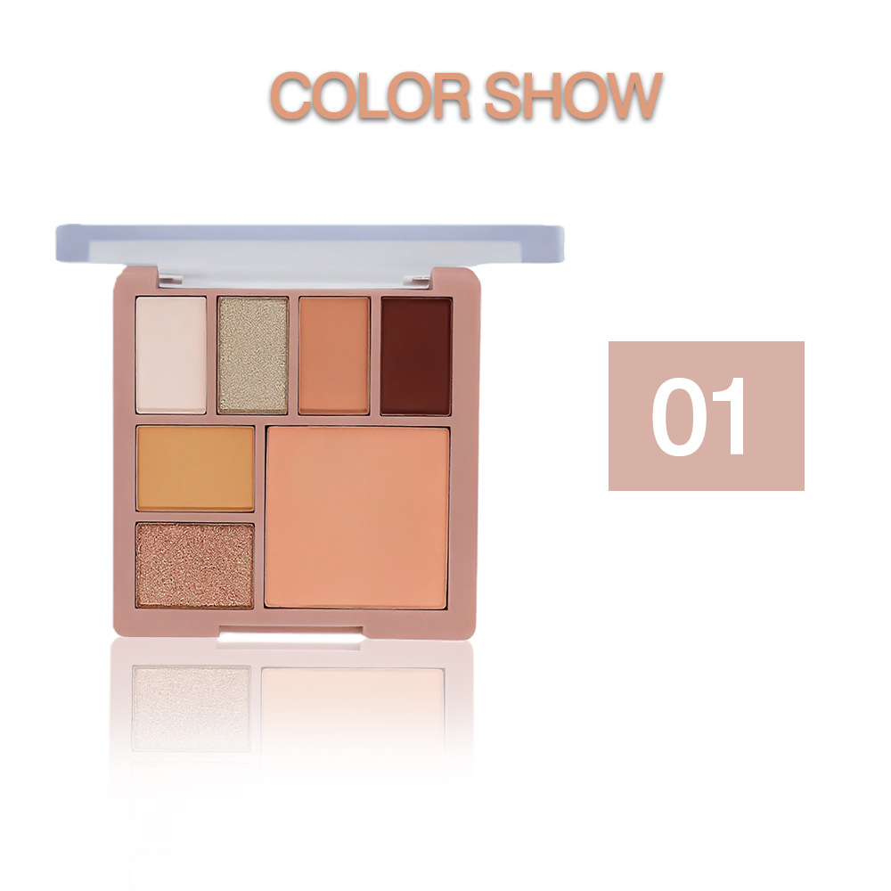 Seven-Color Eyeshadow Palette Earthy Tones Matte & Shimmer Beginner's Makeup Eyeshadow Palette