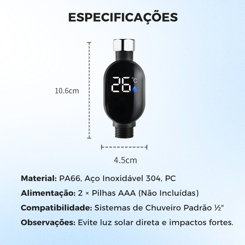 💧 Termómetro para duche 🌡️ Acabaram-se as suposições - Temperatura instantânea! 🚿