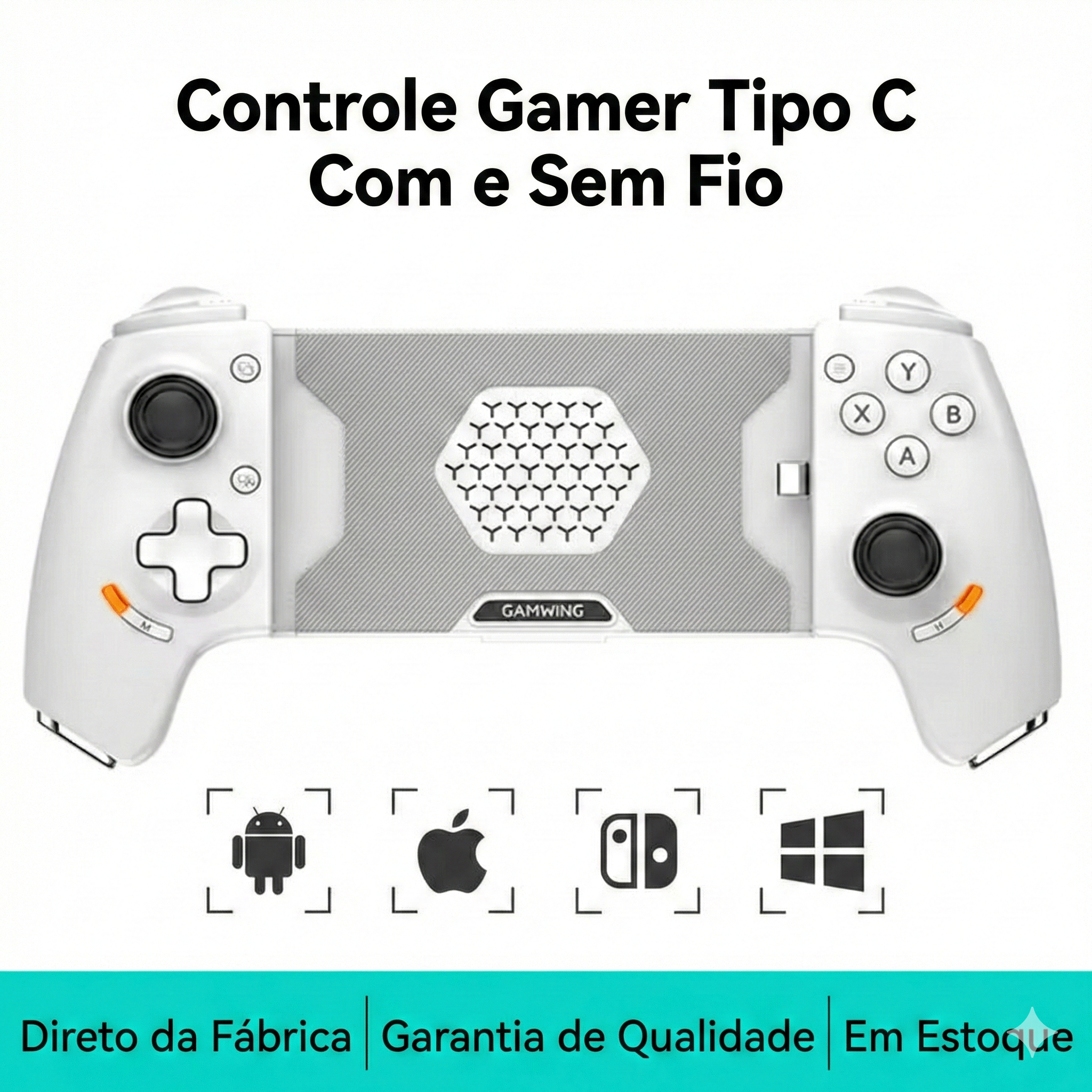 2026 New Type-C Stretch Game Controller, Only for IOS (native mode)/Android/HarmonyOS/SWITCH, Supports PS, XBox, and Steam streaming games