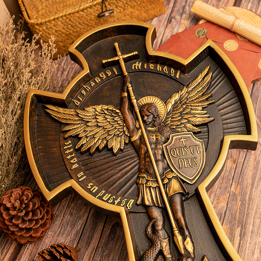 Archangel Michael Solid Wood Carving Gift