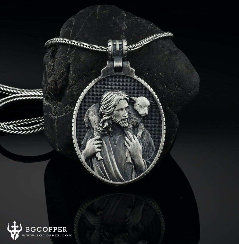 Shepherd Jesus Christ with Lamb Christian Necklace