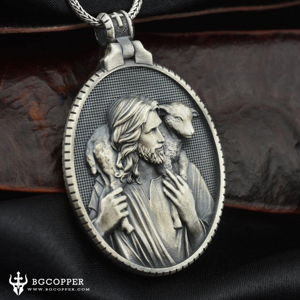 Shepherd Jesus Christ with Lamb Christian Necklace