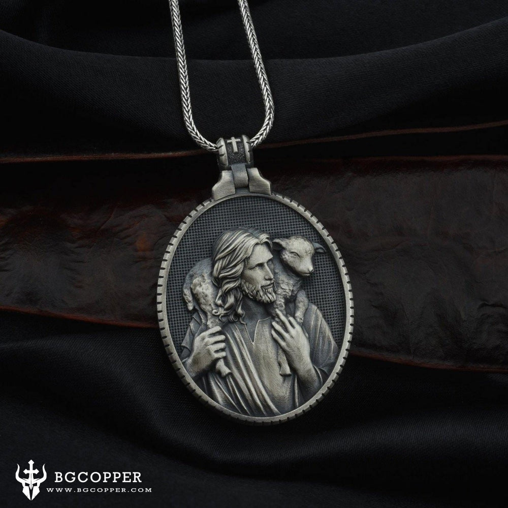 Shepherd Jesus Christ with Lamb Christian Necklace