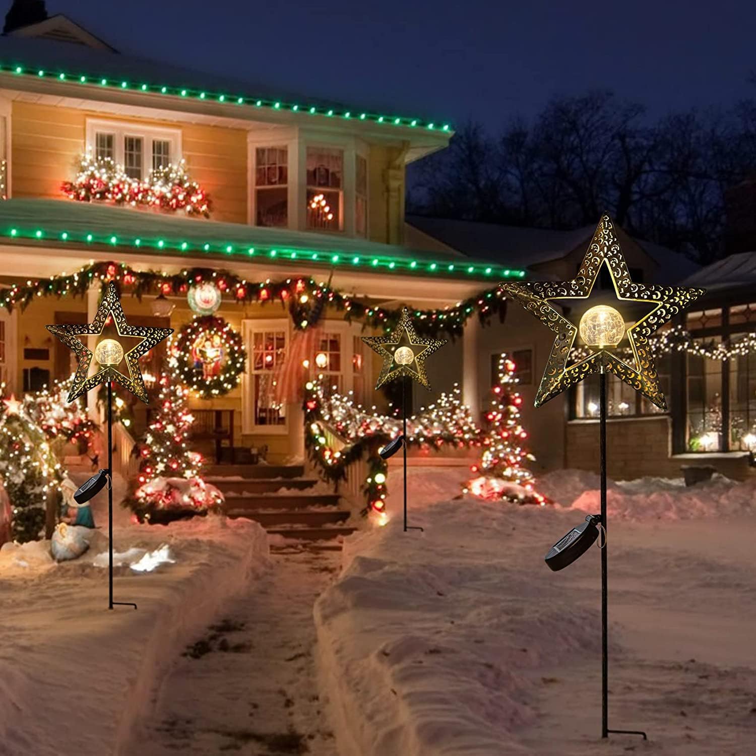 TAKE ME Moon Solar Garden Lights Outdoor Decor Waterproof Decorative Solar Stakes Lights for Patio Yard, Walkway,Lawn