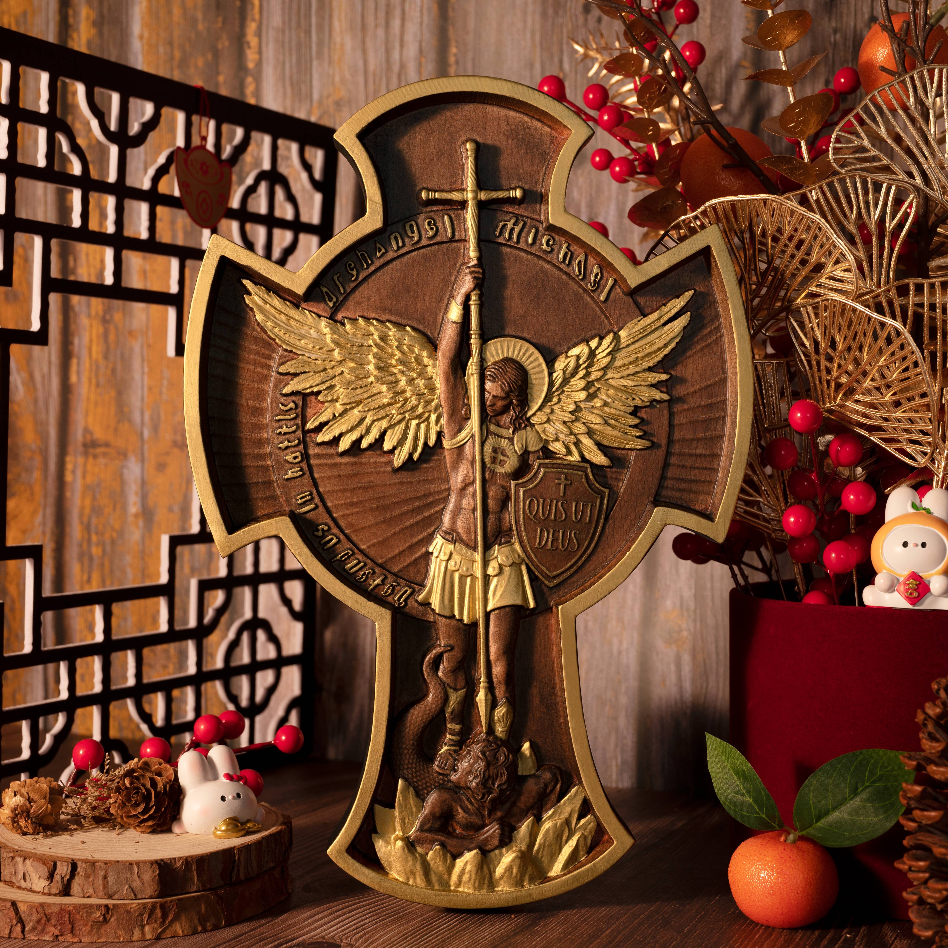 Archangel Michael Solid Wood Carving Gift