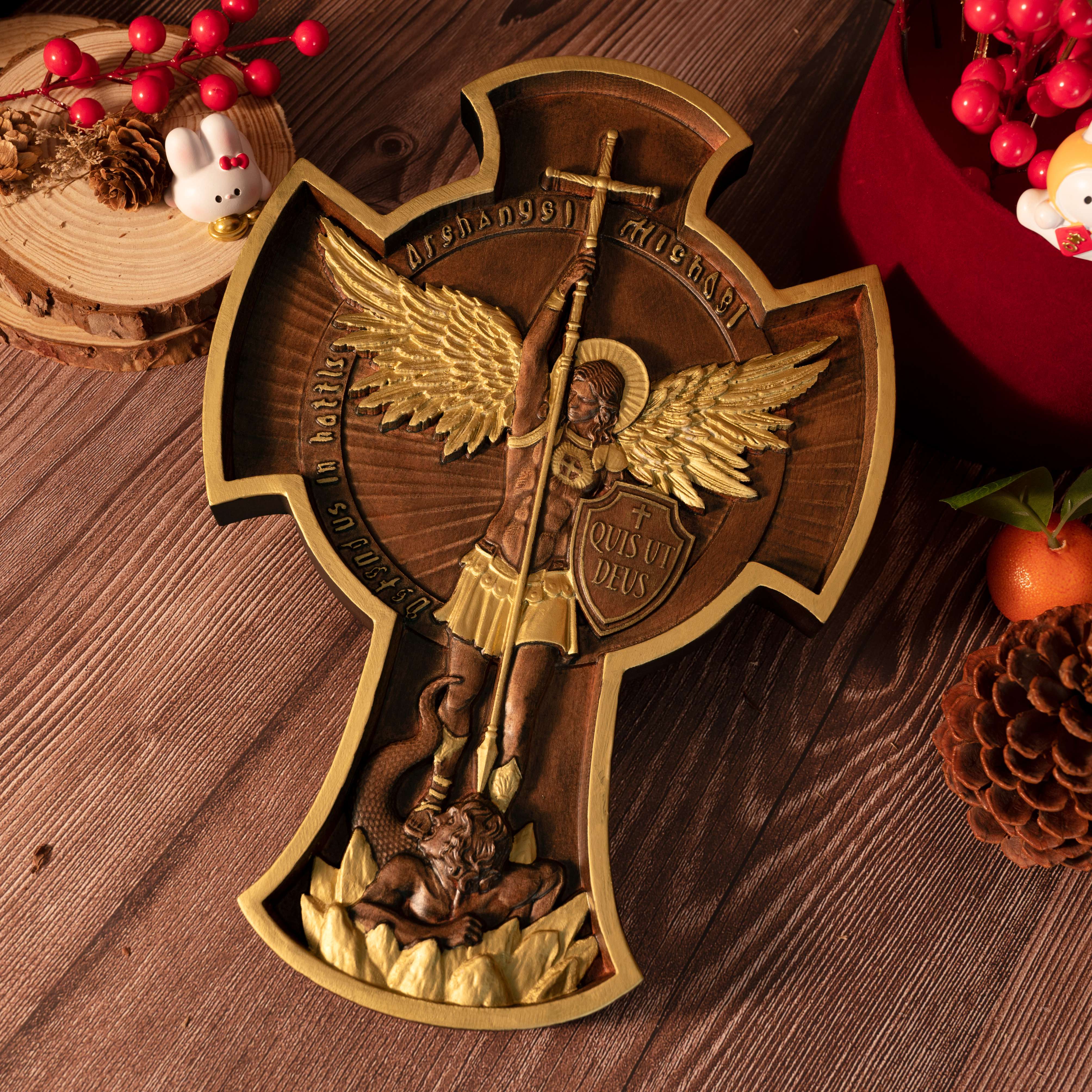 Archangel Michael Solid Wood Carving Gift