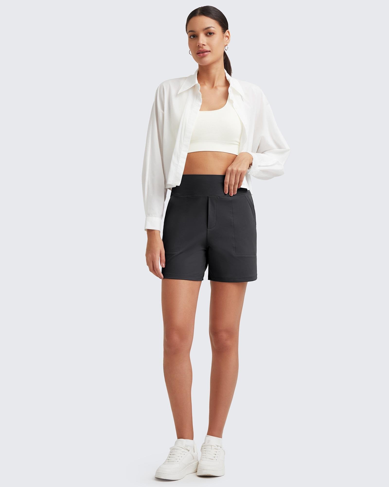 Everyday High-Waisted Shorts – Lightweight & Breathable with Functional Pockets