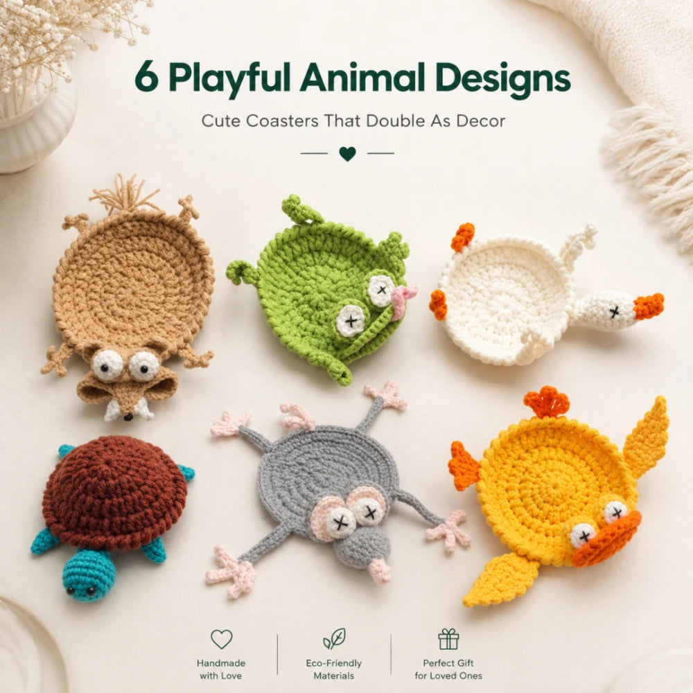 Handmade Animal Crochet Coasters