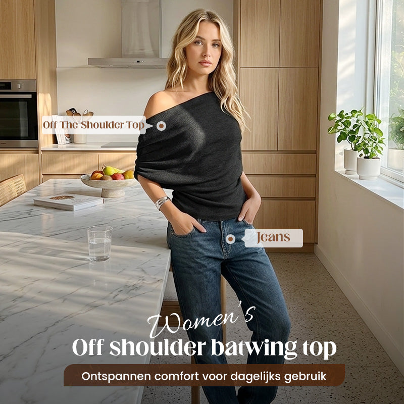 Women's Asymmetrical Off-Shoulder Batwing Sleeve Top