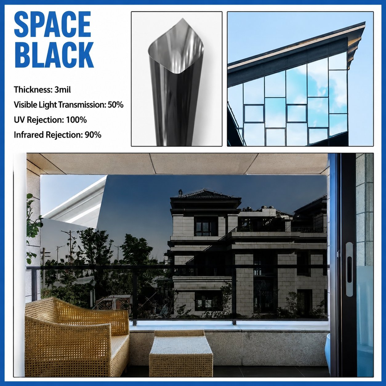  One-Way Mirror Window Film – Heat Control & UV Protection