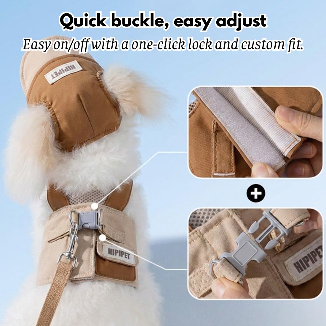 Dog Walking Set: Vest Harness, Leash & Hat