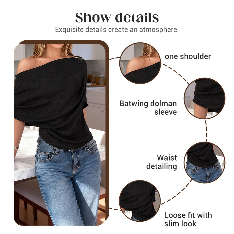 Women's Asymmetrical Off-Shoulder Batwing Sleeve Top