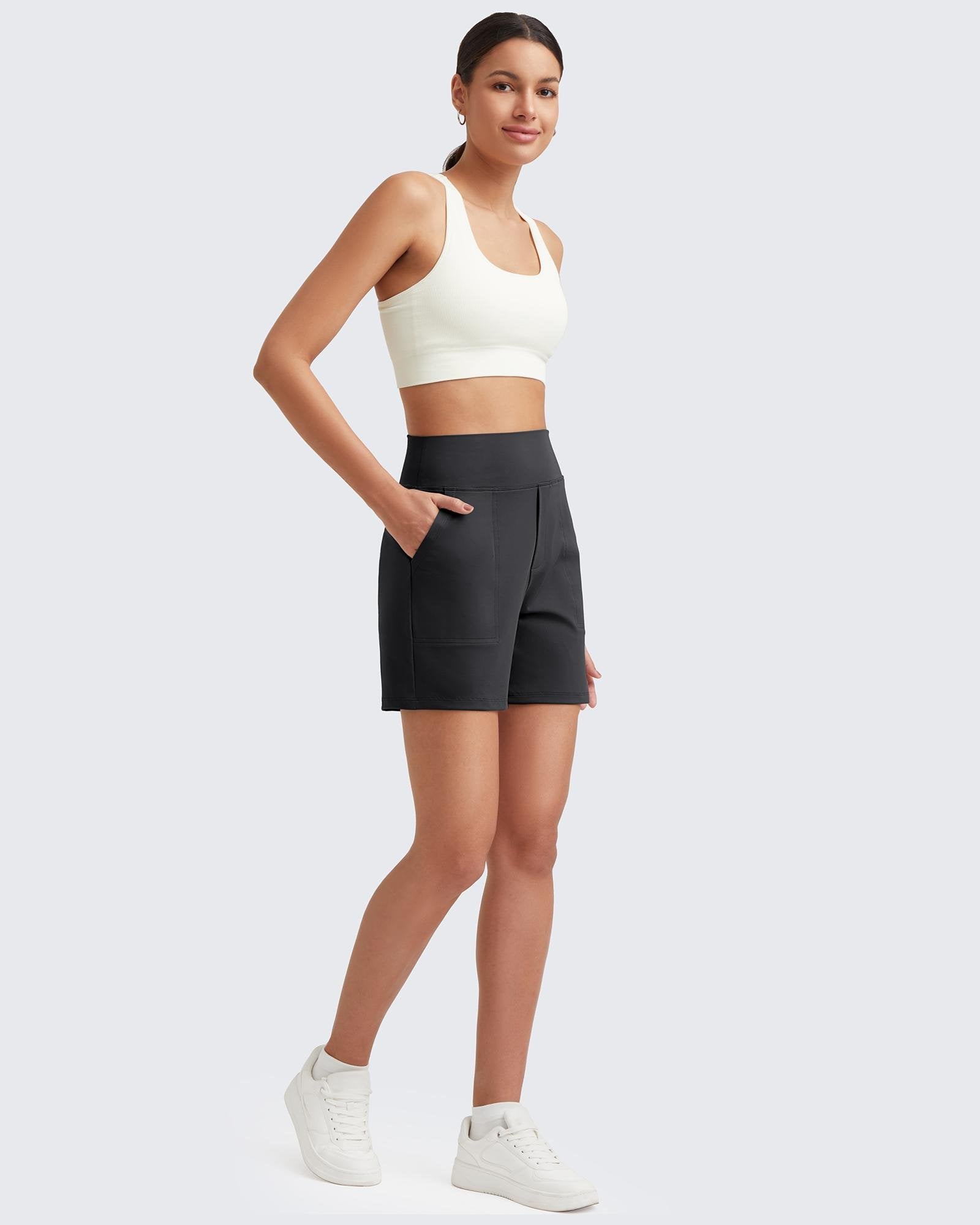 Everyday High-Waisted Shorts – Lightweight & Breathable with Functional Pockets