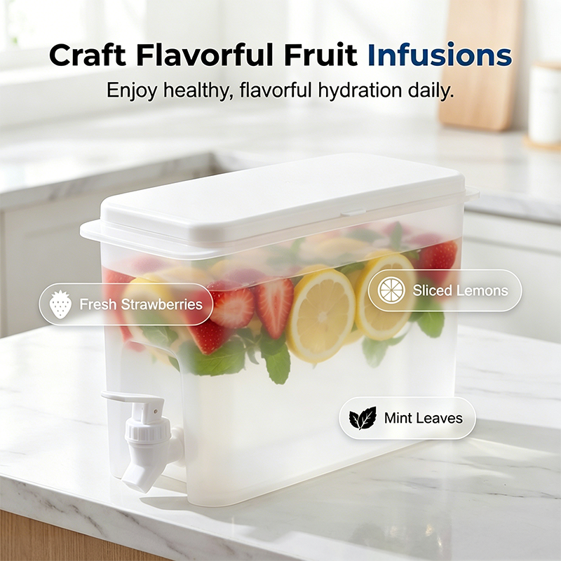 Large Capacity Fridge Cold Water Kettle Slim Heat Resistant Beverage Dispenser