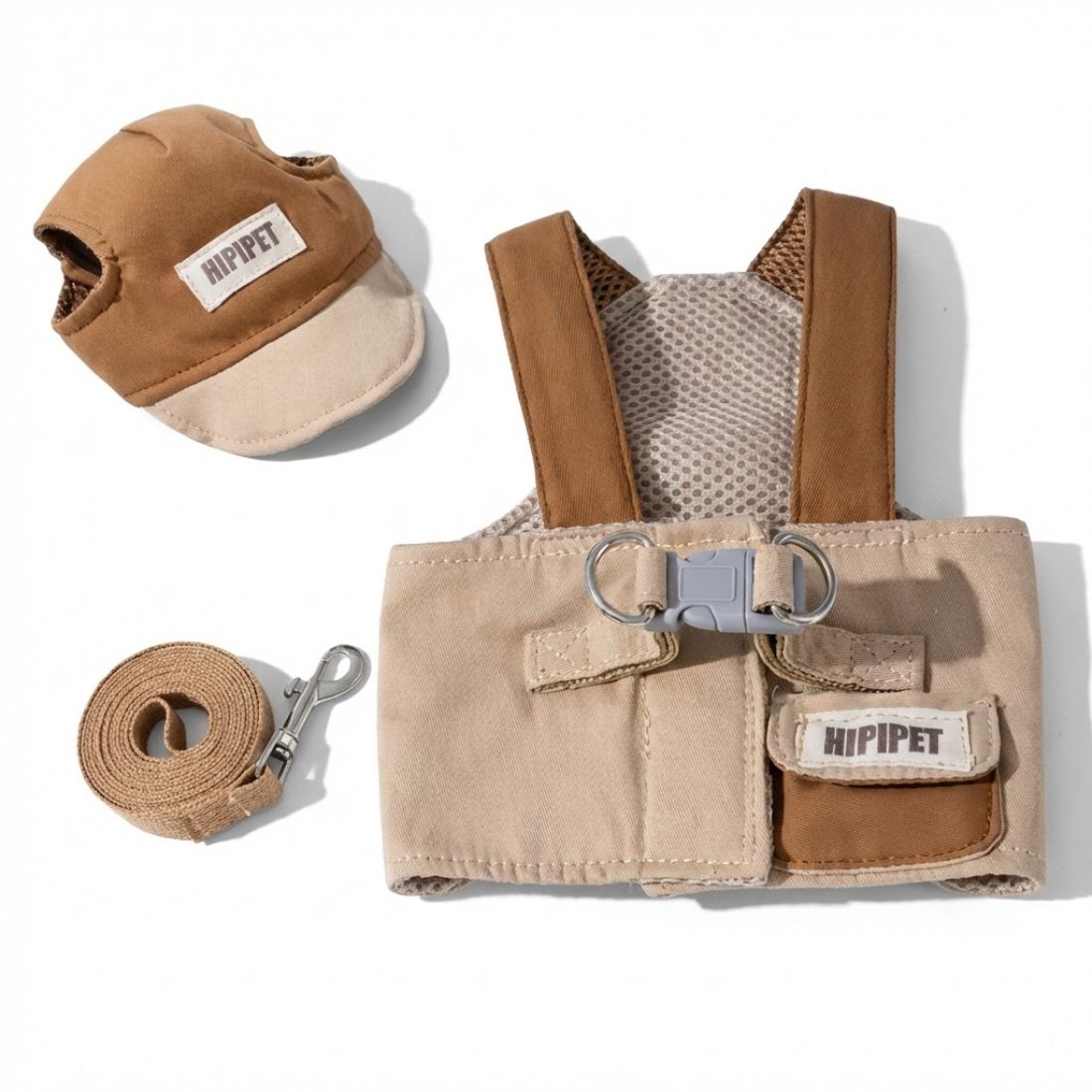 Dog Walking Set: Vest Harness, Leash & Hat
