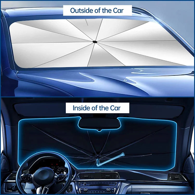 Foldable car sun shade for the windshield