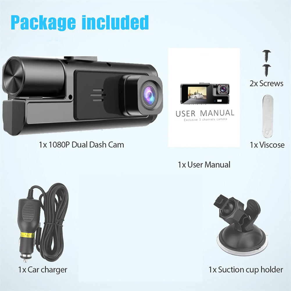 🚗🎥 50% OFF! Dash Cam 3 Cameras 1080P HD – Front + Interior + Rear wi