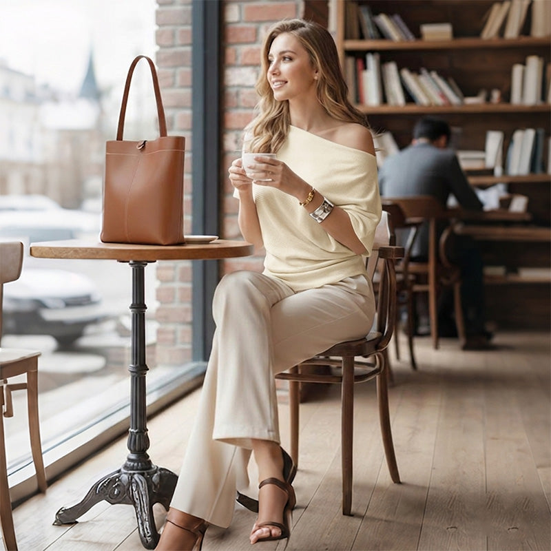 Women's Asymmetrical Off-Shoulder Batwing Sleeve Top