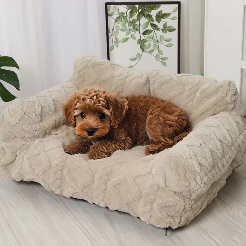 Plush Calming Pet Sofa Bed with Removable Cover
