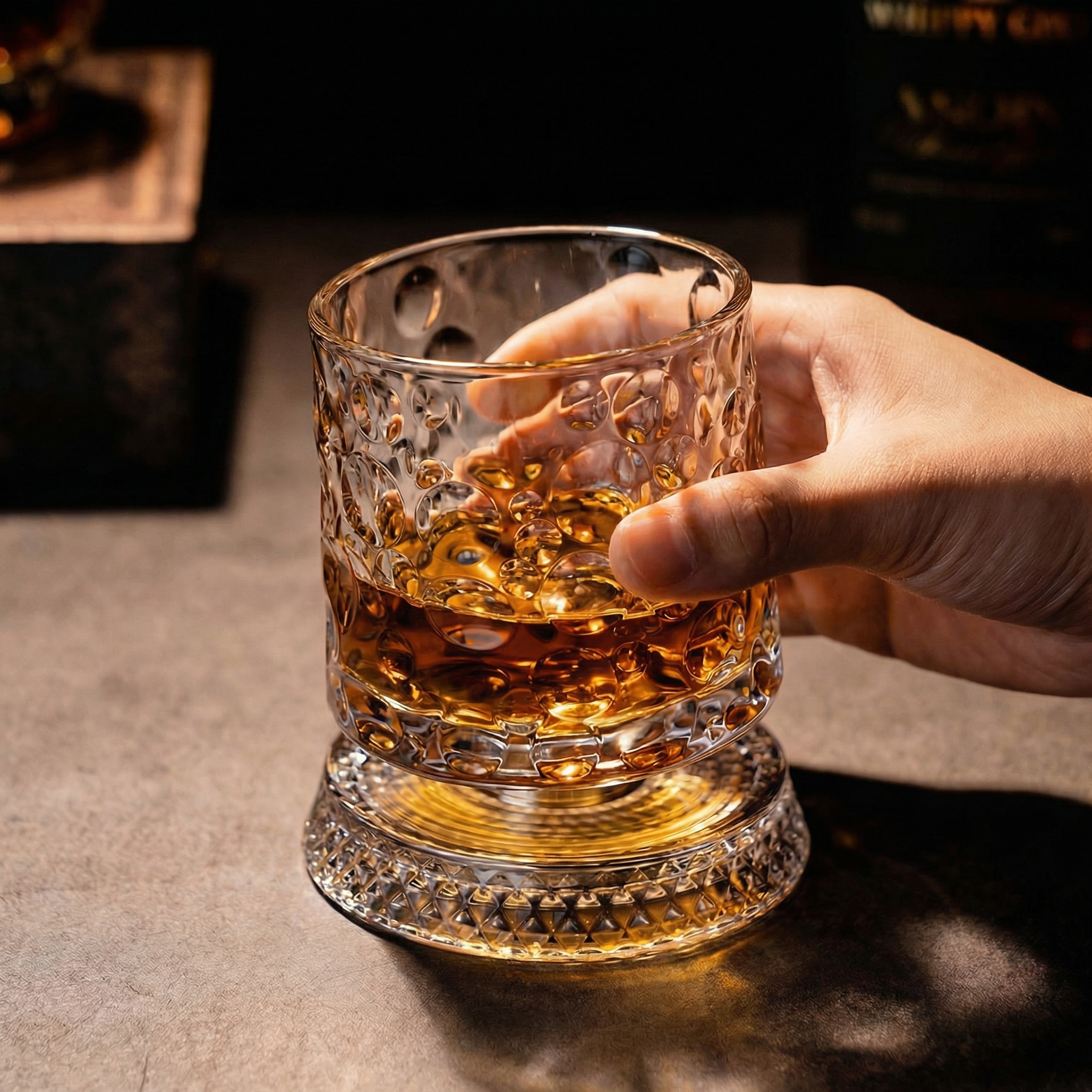 Rotating Whiskey Glass