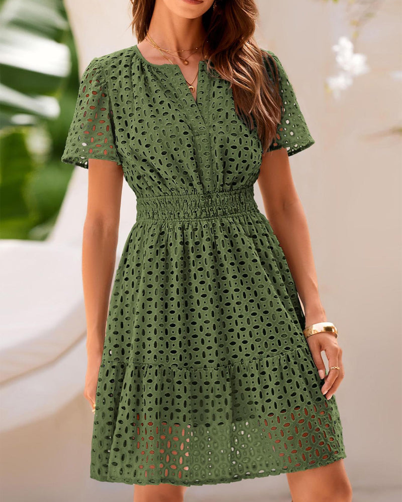Women's V-Neck Lace A-Line Summer Dress