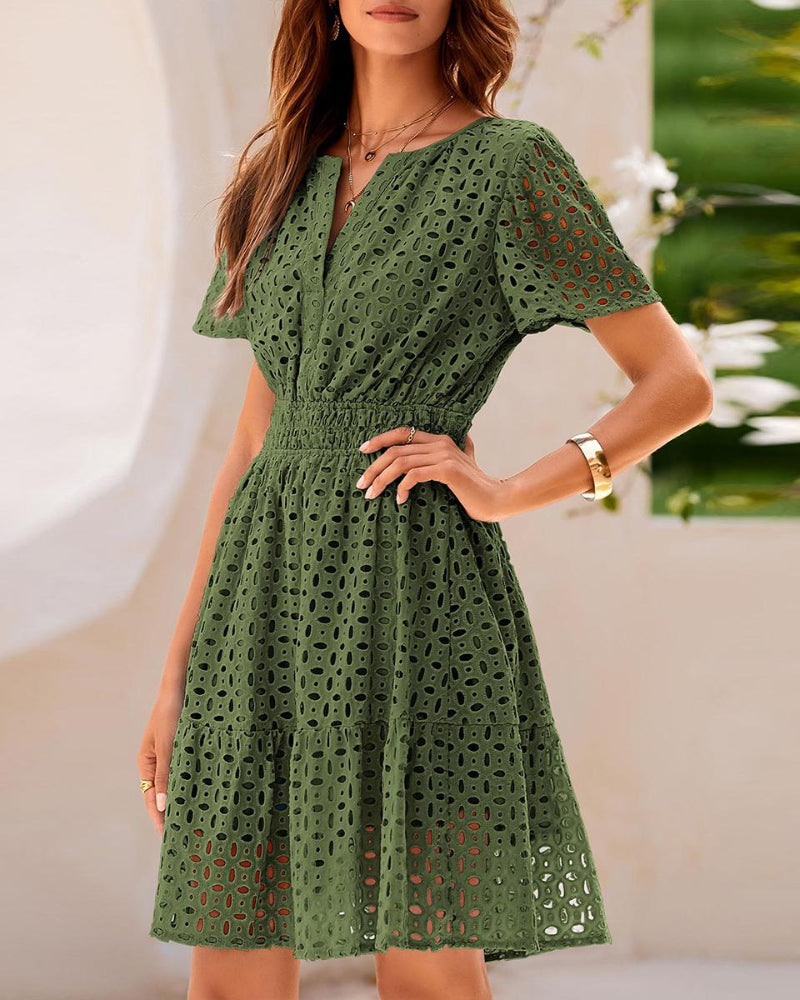 Women's V-Neck Lace A-Line Summer Dress