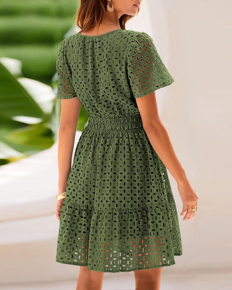 Women's V-Neck Lace A-Line Summer Dress