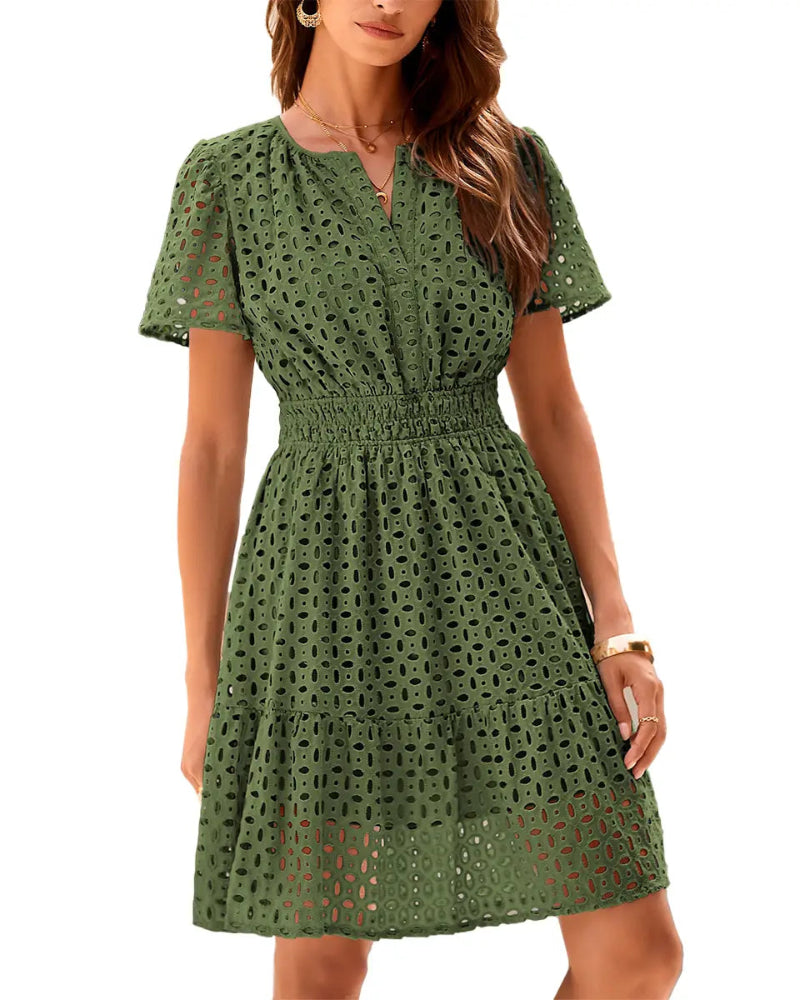Women's V-Neck Lace A-Line Summer Dress