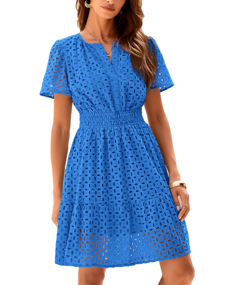 Women's V-Neck Lace A-Line Summer Dress