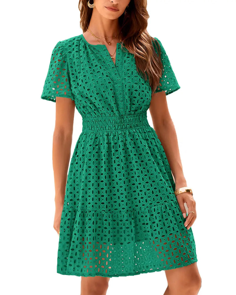 Women's V-Neck Lace A-Line Summer Dress