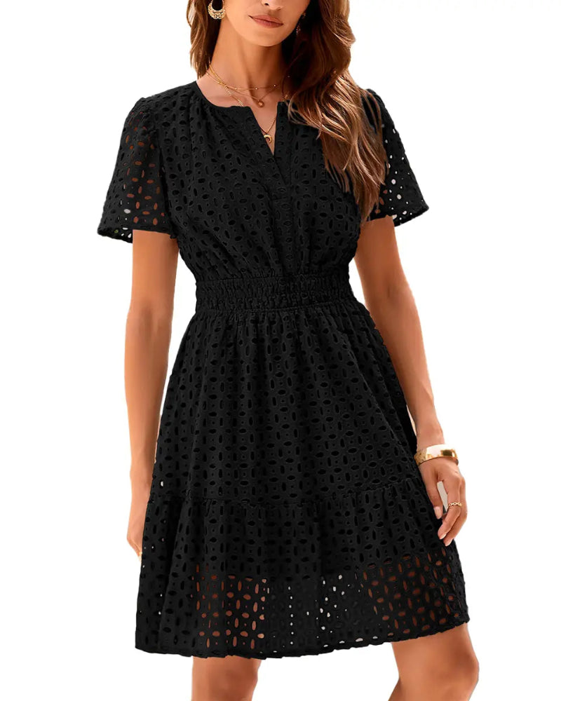 Women's V-Neck Lace A-Line Summer Dress