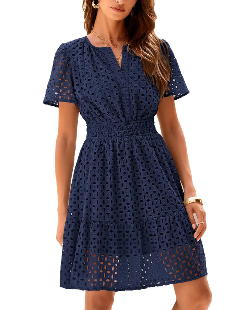 Women's V-Neck Lace A-Line Summer Dress