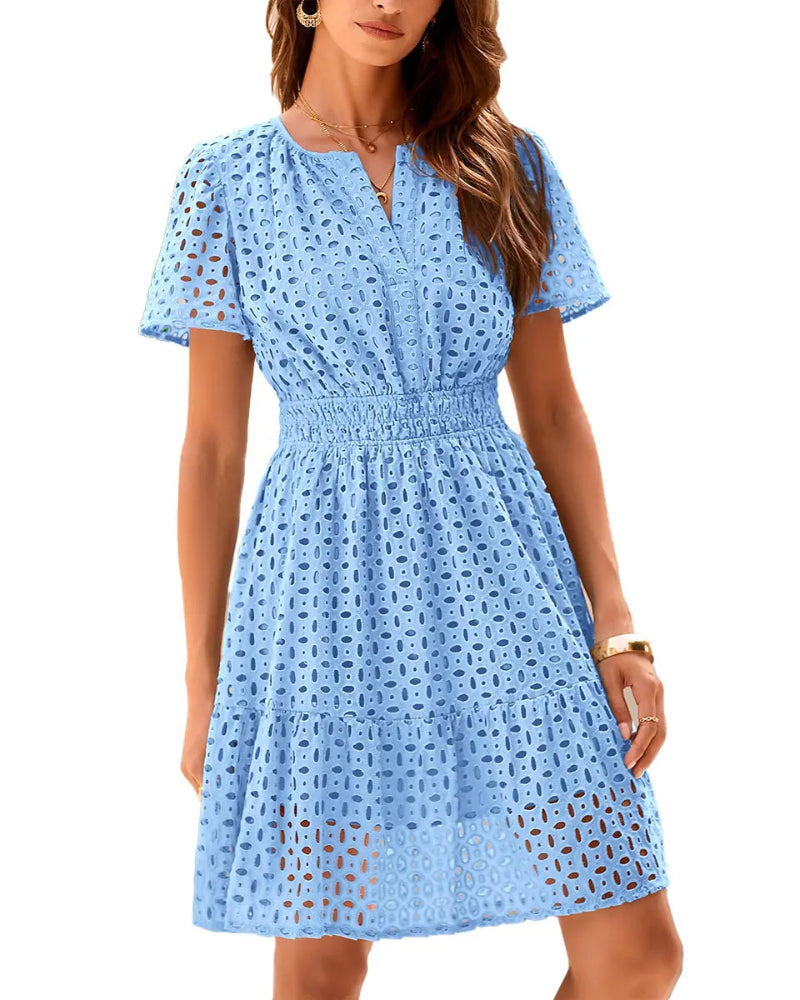 Women's V-Neck Lace A-Line Summer Dress