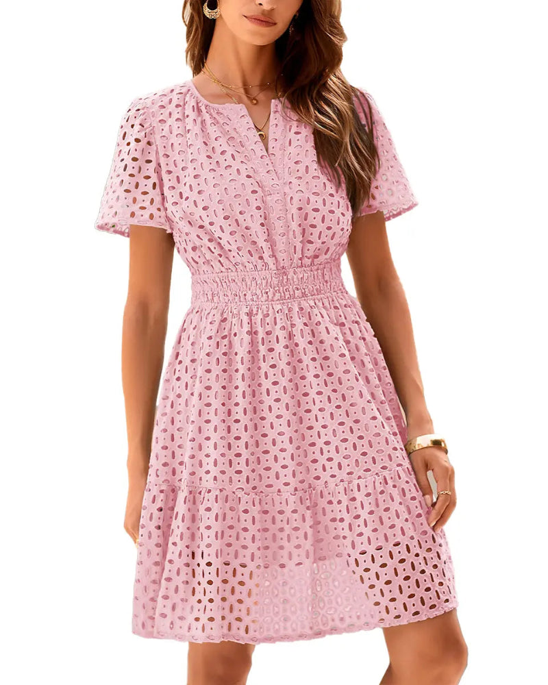 Women's V-Neck Lace A-Line Summer Dress
