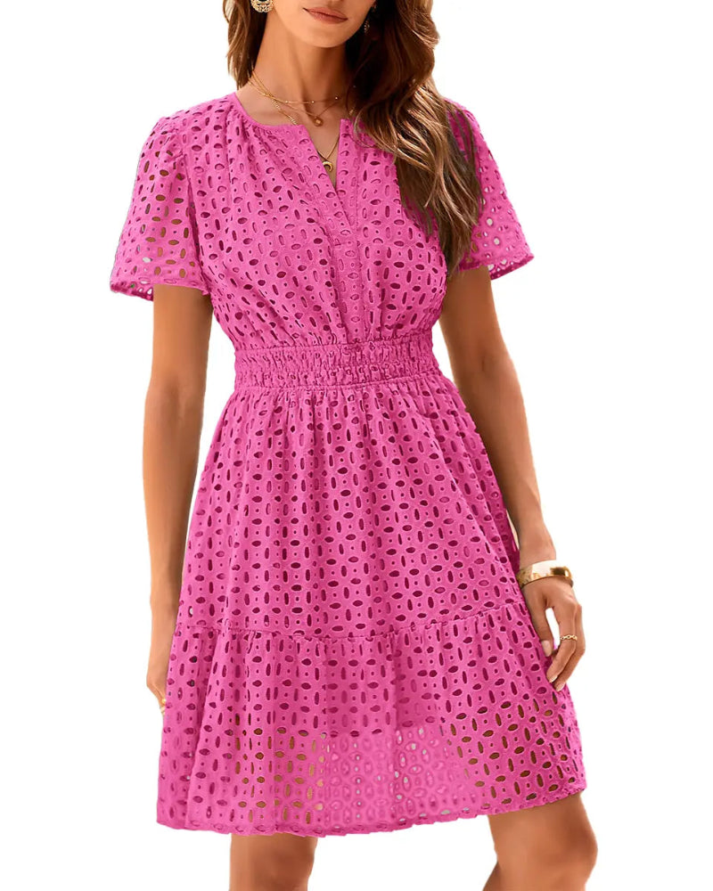 Women's V-Neck Lace A-Line Summer Dress