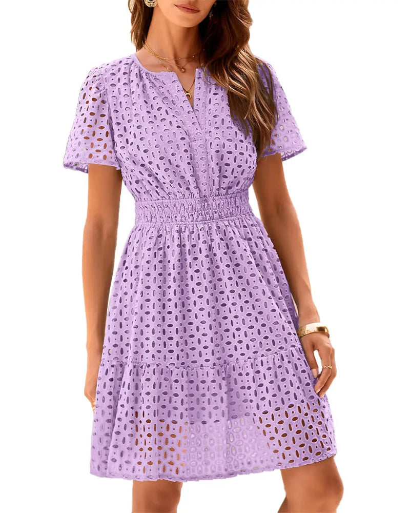 Women's V-Neck Lace A-Line Summer Dress