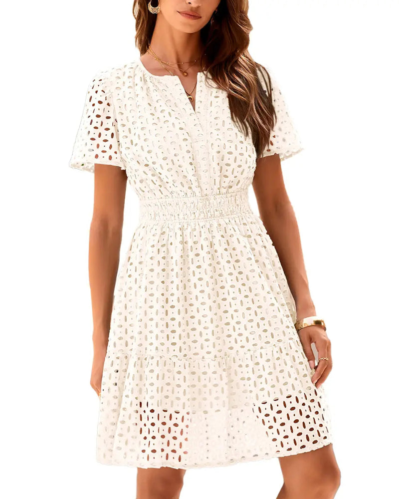 Women's V-Neck Lace A-Line Summer Dress