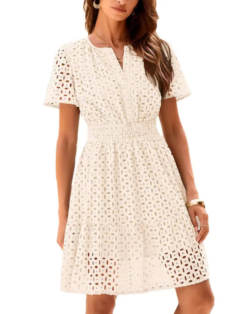 Women's V-Neck Lace A-Line Summer Dress