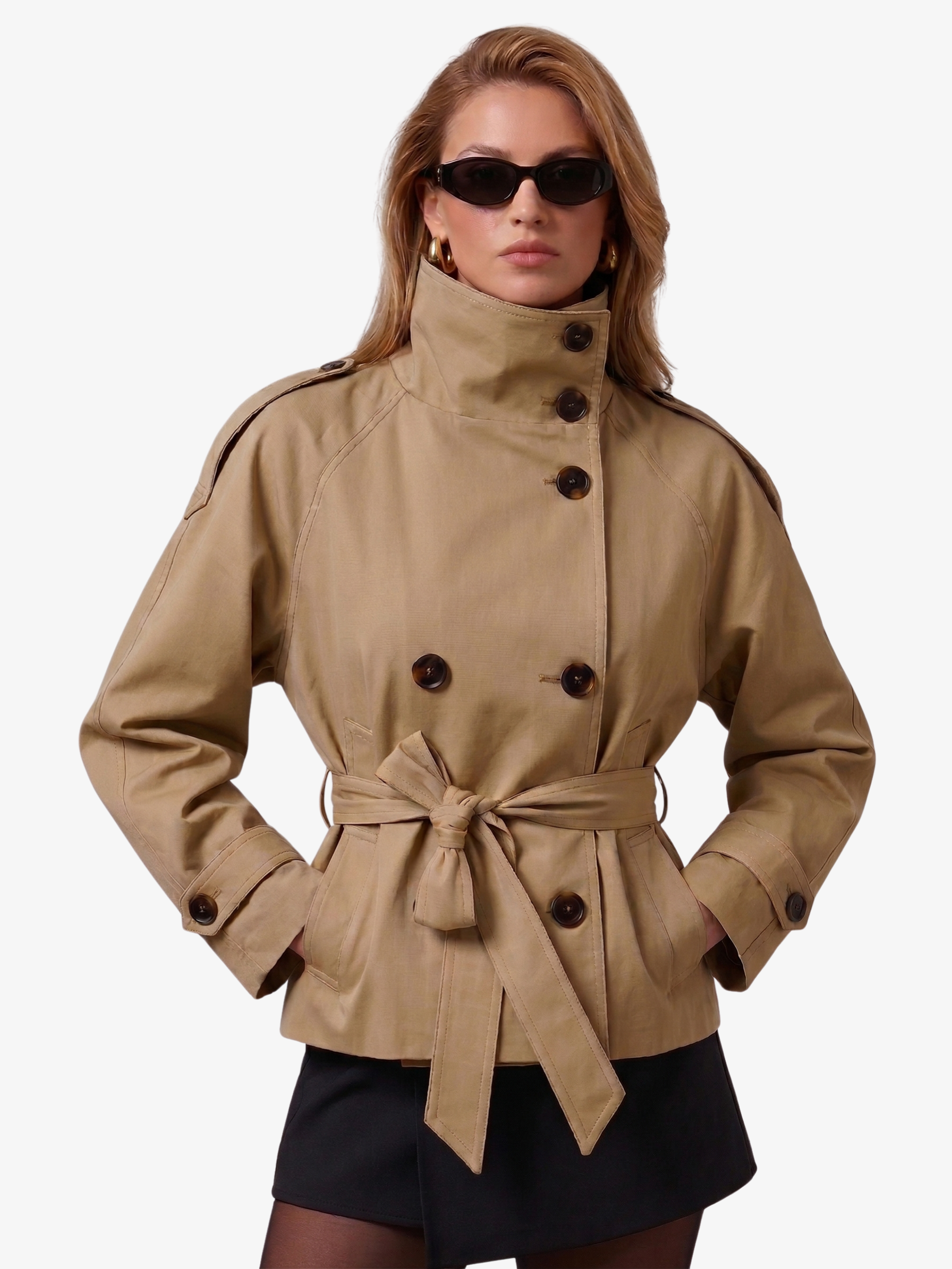 Short Belted Trench Coat