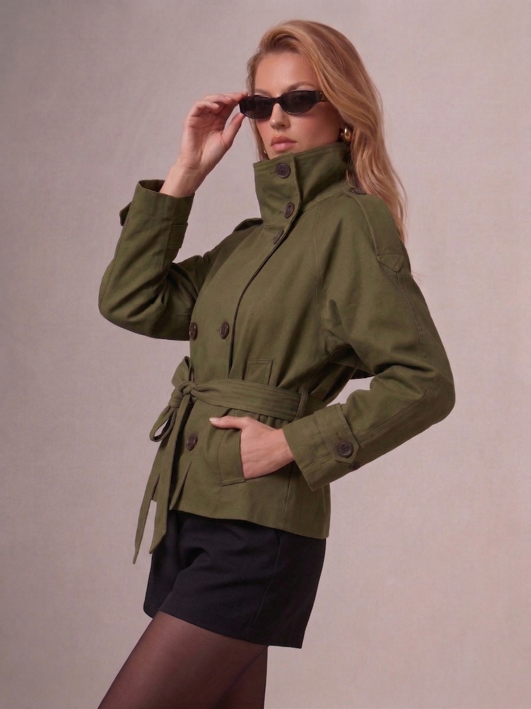 Short Belted Trench Coat